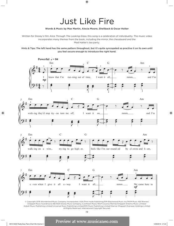 Just Like Fire: Para Piano by Shellback, Alecia Moore, Max Martin
