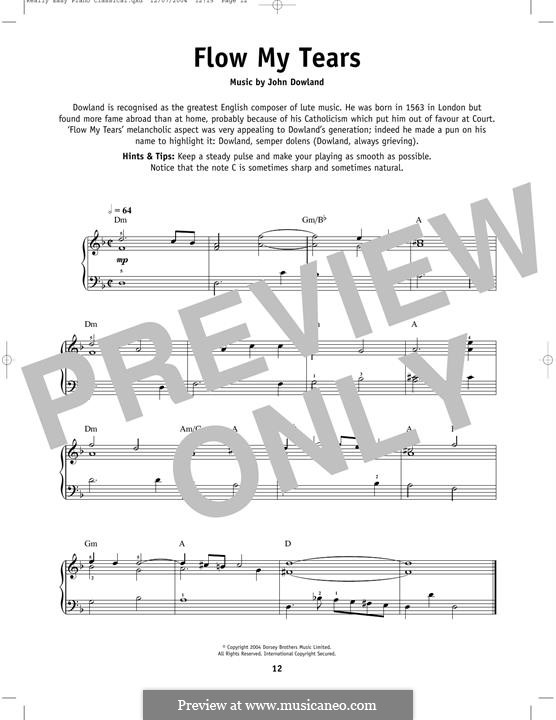 Flow My Tears (Lachrimae Antiquae): Para Piano by John Dowland