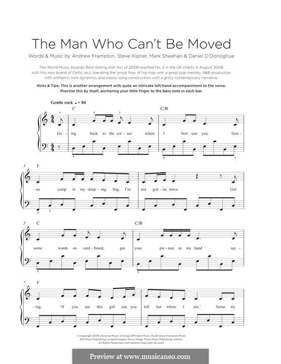The Man Who Can't Be Moved (The Script): Para Piano by Andrew Frampton, Danny O'Donoghue, Mark Sheehan, Stephen Alan Kipner