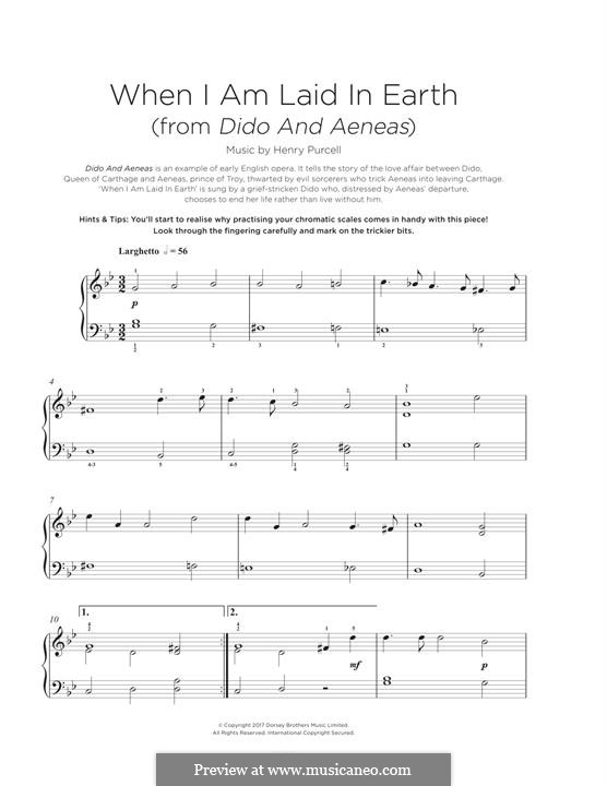 Dido's Lament: Para Piano by Henry Purcell