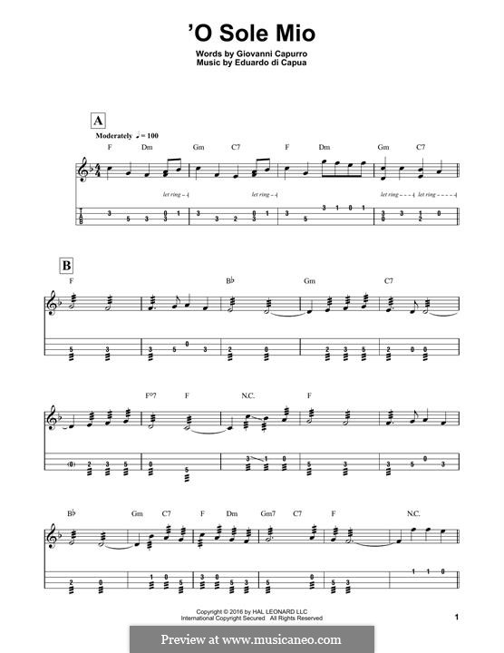 O Sole Mio: For mandolin by Eduardo di Capua