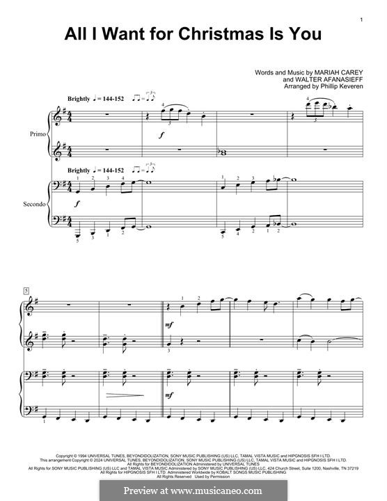 Instrumental version: para piano de quadro mãos by Mariah Carey, Walter Afanasieff