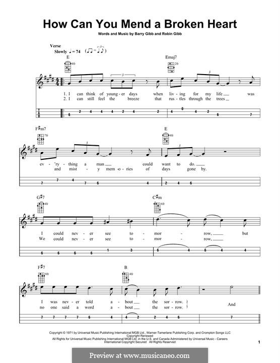 How Can You Mend a Broken Heart: For mandolin by Barry Gibb, Robin Gibb