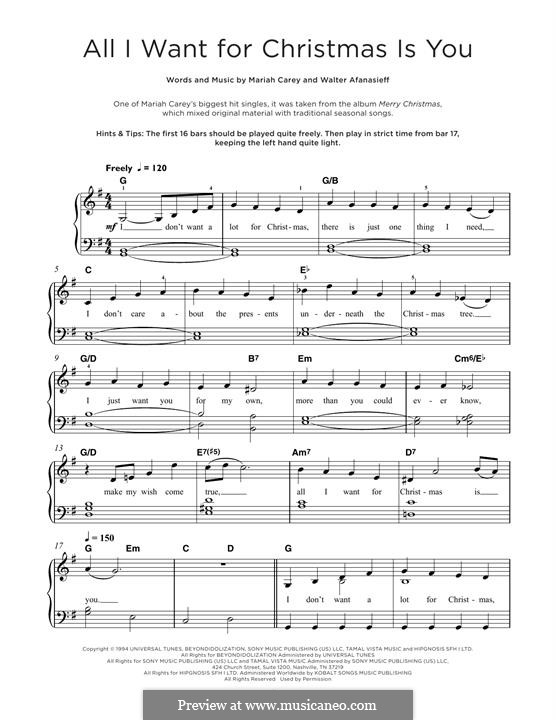 Instrumental version: Para Piano by Mariah Carey, Walter Afanasieff