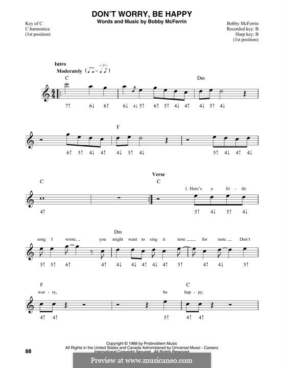 Don't Worry, Be Happy: For harmonica by Bobby McFerrin