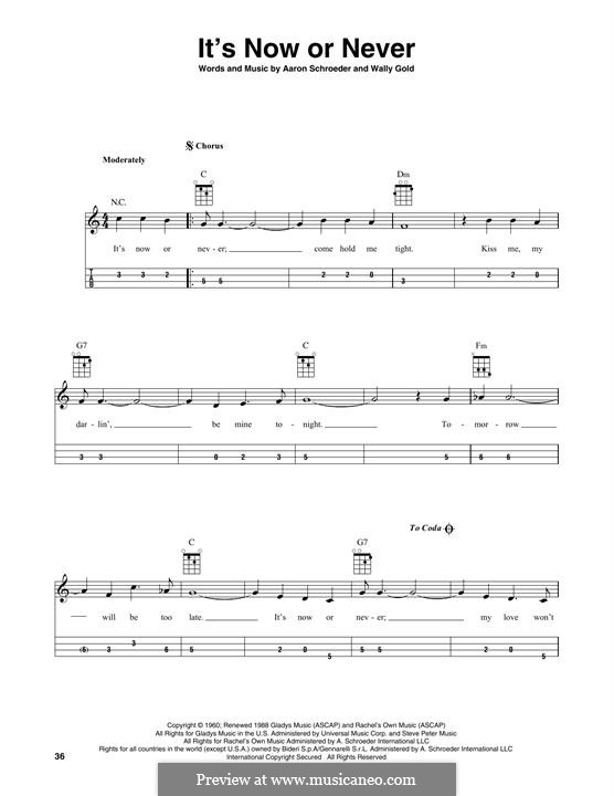 It's Now or Never (Elvis Presley): For mandolin by Eduardo di Capua, Aaron Schroeder, Wally Gold