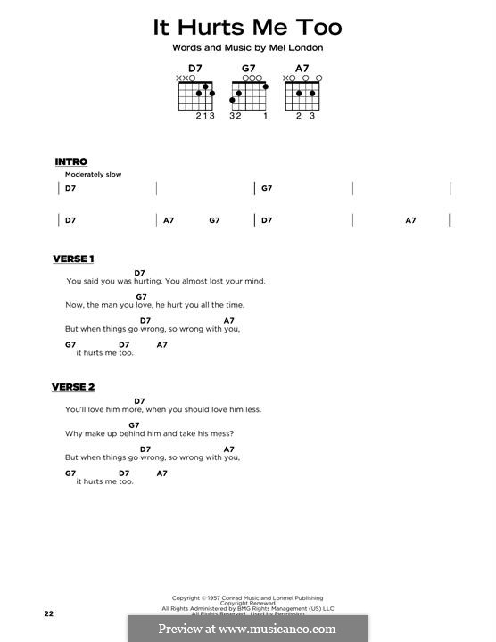 It Hurts Me Too: Lyrics and guitar chords by Mel London
