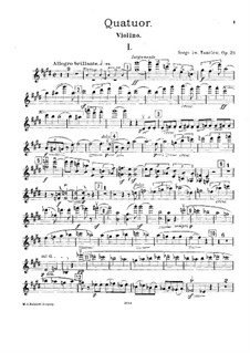 Piano Quartet in E Major, Op.20: parte do violino by Sergei Taneyev