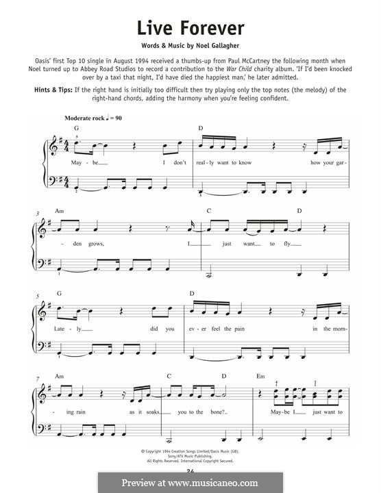 Live Forever (Oasis): Para Piano by Noel Gallagher
