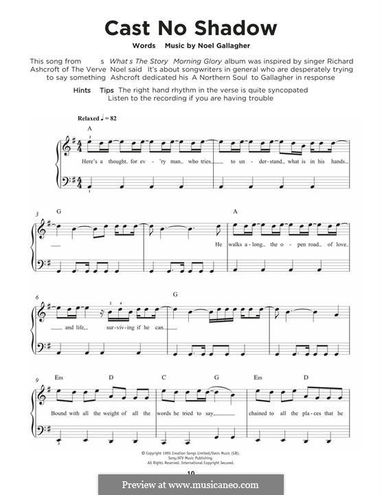 Cast No Shadow (Oasis): Para Piano by Noel Gallagher