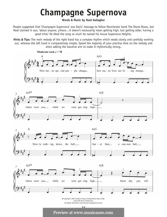 Champagne Supernova (Oasis): Para Piano by Noel Gallagher