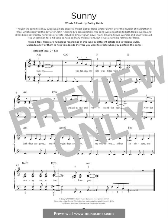 Sunny: Para Piano by Bobby Hebb