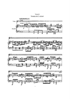 Sonata for Violin and Basso Continuo: Arranjos para violino (ou viola) e piano by Francesco Maria Veracini