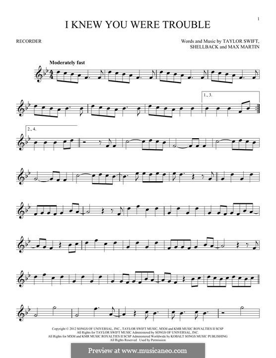 I Knew You Were Trouble (Taylor Swift): para gravar by Shellback, Max Martin
