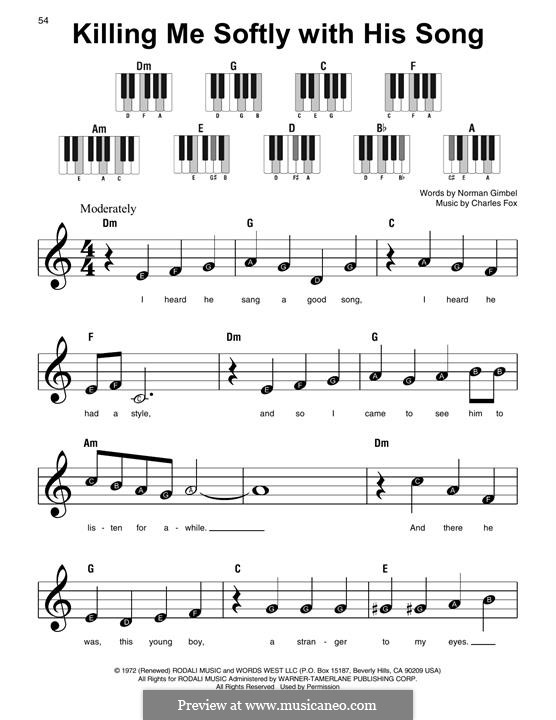Killing Me Softly with His Song: For piano (Roberta Flack) by Charles Fox