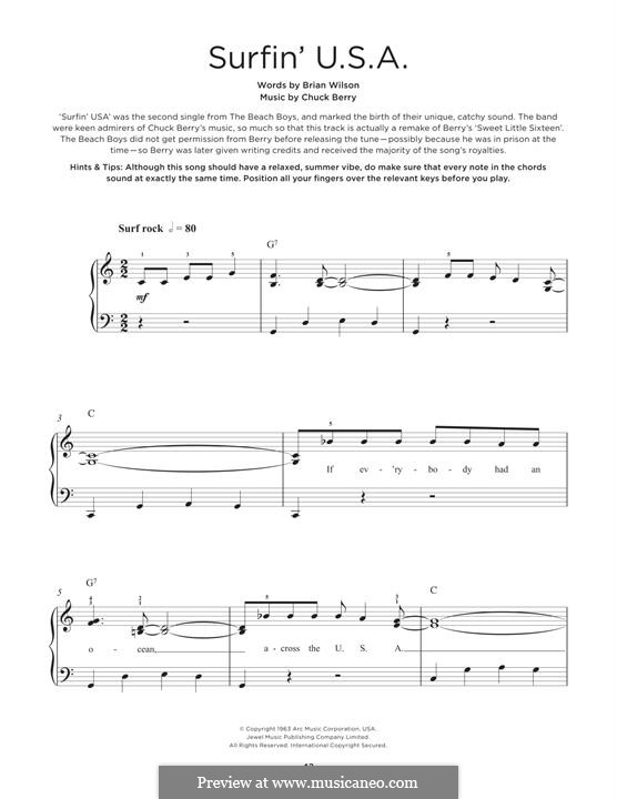 Surfin' U.S.A. (The Beach Boys): Para Piano by Chuck Berry