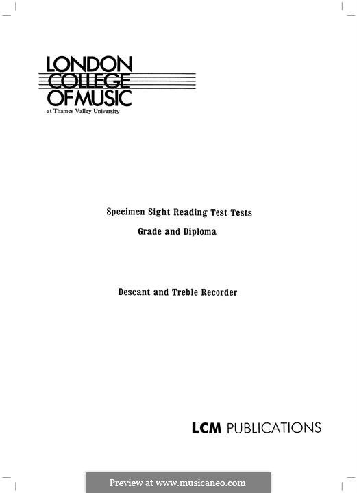 Recorder Specimen Sight Reading (LCME): Recorder Specimen Sight Reading (LCME) by Unknown (works before 1850)
