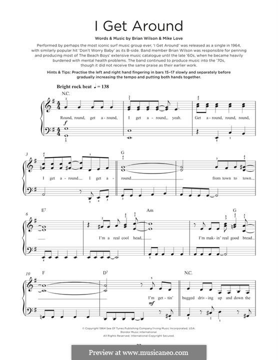 I Get Around (The Beach Boys): Para Piano by Brian Wilson, Mike Love