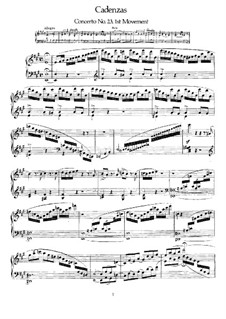Concerto for Piano and Orchestra No.23 in A Major, K.488: Cadenza to Movement I by Wolfgang Amadeus Mozart