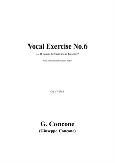 Forty Lessons for Contralto or Bass, Op.17: Exercise No.6 by Giuseppe Concone