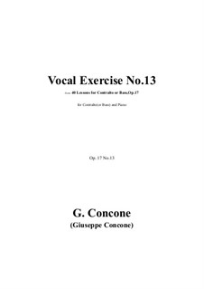 Forty Lessons for Contralto or Bass, Op.17: Exercise No.13 by Giuseppe Concone
