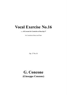 Forty Lessons for Contralto or Bass, Op.17: Exercise No.16 by Giuseppe Concone