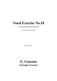 Forty Lessons for Contralto or Bass, Op.17: Exercise No.18 by Giuseppe Concone
