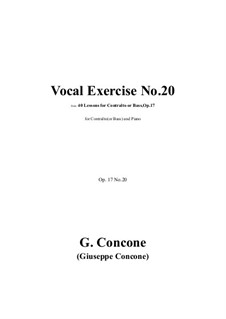 Forty Lessons for Contralto or Bass, Op.17: Exercise No.20 by Giuseppe Concone