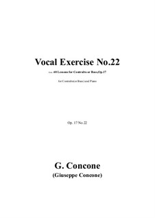 Forty Lessons for Contralto or Bass, Op.17: Exercise No.22 by Giuseppe Concone