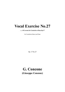 Forty Lessons for Contralto or Bass, Op.17: Exercise No.27 by Giuseppe Concone