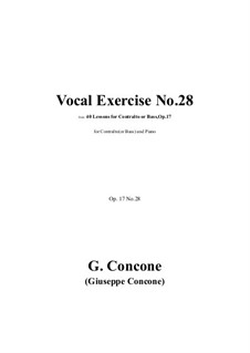 Forty Lessons for Contralto or Bass, Op.17: Exercise No.28 by Giuseppe Concone