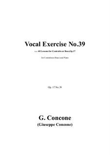 Forty Lessons for Contralto or Bass, Op.17: Exercise No.39 by Giuseppe Concone