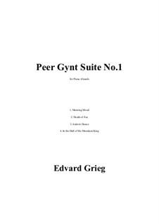 Suite No.1, Op.46: para piano de quadro mãos by Edvard Grieg