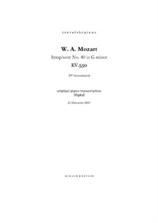 Movement III: arranjo para piano, tbpt2 by Wolfgang Amadeus Mozart