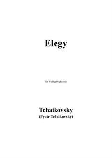 Elegy for String Orchestra 'A Grateful Greeting', TH 51: partituras completas, partes by Pyotr Tchaikovsky