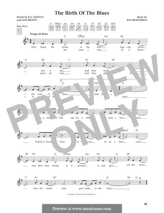 The Birth of the Blues (Frank Sinatra): para ukulele by Buddy Gard DeSylva, Ray Henderson, Lew Brown