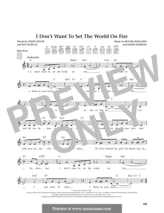I Don't Want to Set the World on Fire (The Ink Spots): para ukulele by Bennie Benjamin, Eddie Durham