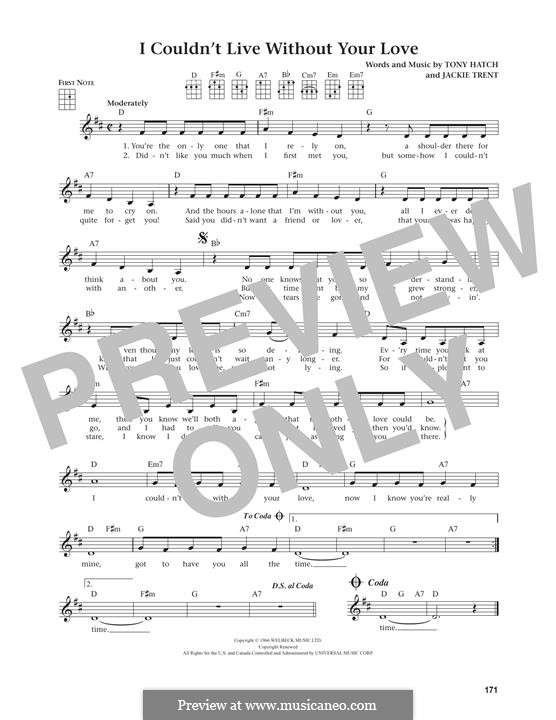 I Couldn't Live without Your Love: para ukulele by Tony Hatch