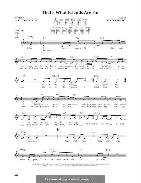 That's What Friends are for: para ukulele by Burt Bacharach, Carole Bayer Sager