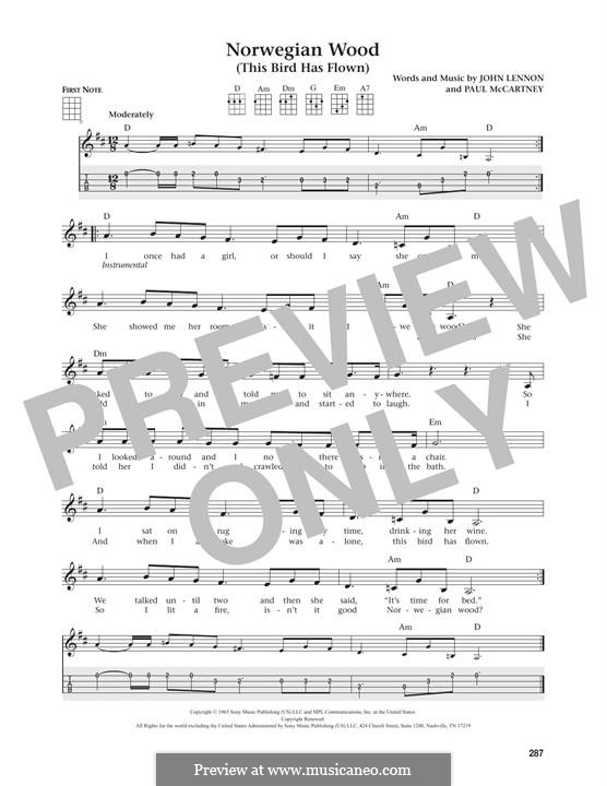 Norwegian Wood (This Bird Has Flown): para ukulele by John Lennon, Paul McCartney
