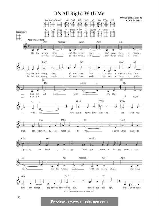 It's All Right with Me: para ukulele by Cole Porter