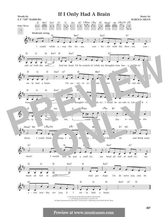 If I Only Had a Brain (from The Wizard of Oz): para ukulele by Harold Arlen