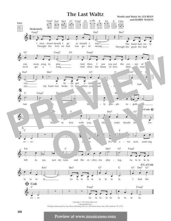 The Last Waltz: para ukulele by Barry Mason, Les Reed