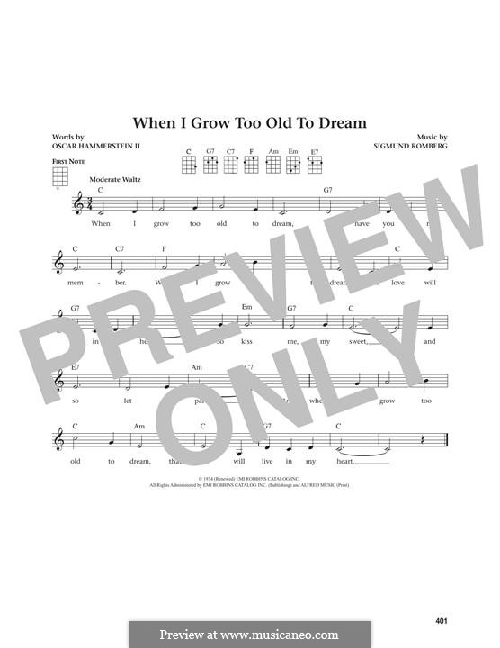 When I Grow Too Old to Dream: para ukulele by Sigmund Romberg