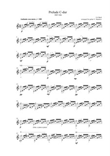 Prelude and Fugue No.1 in C Major, BWV 846: Prelude, for guitar by Johann Sebastian Bach