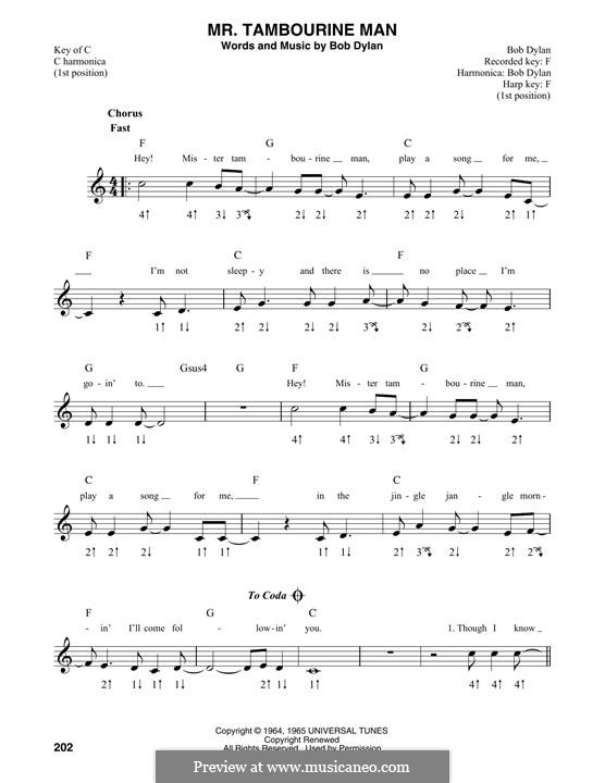 Mr. Tambourine Man: For harmonica by Bob Dylan