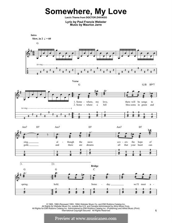 Somewhere My Love (Lara's Theme): For mandolin by Maurice Jarre