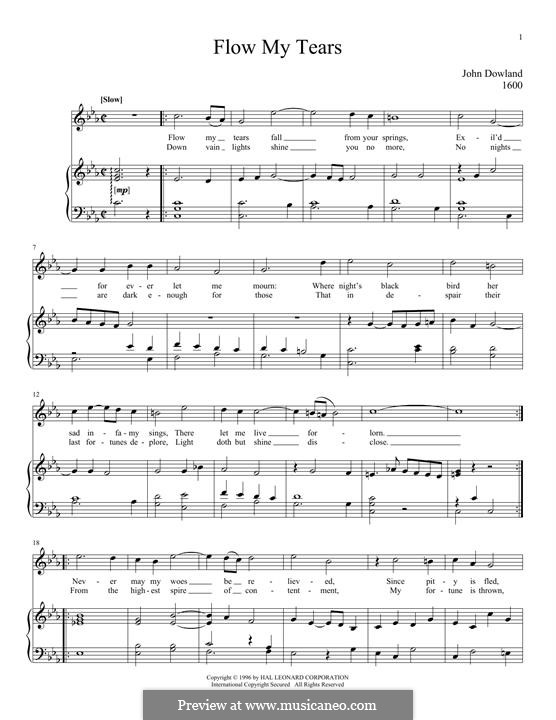 Flow My Tears (Lachrimae Antiquae): Para vocais e piano by John Dowland