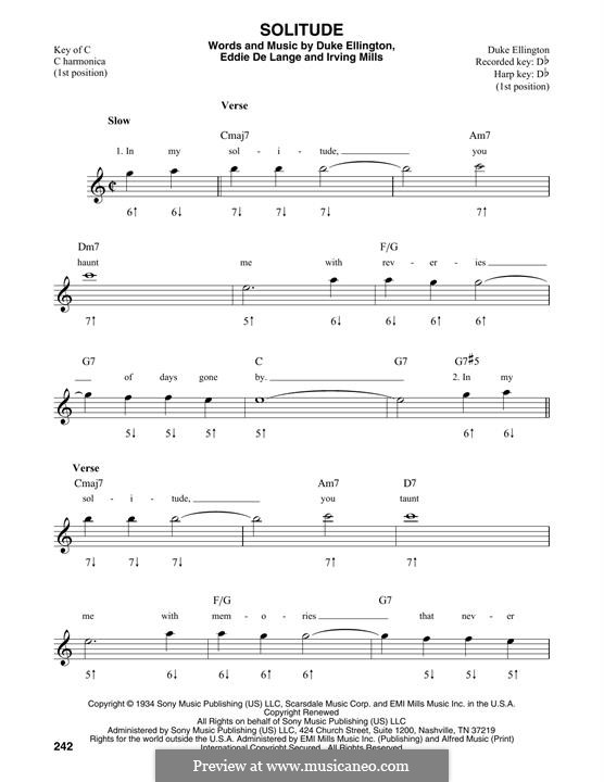 Solitude: For harmonica by Irving Mills, Duke Ellington, Eddie De Lange