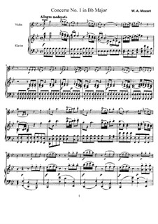 Concerto for Violin and Orchestra No.1 in B Flat Major, K.207: arranjo para violino e piano by Wolfgang Amadeus Mozart